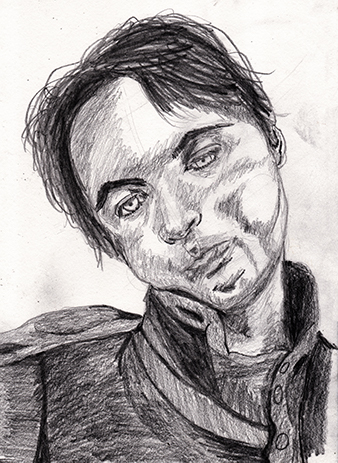 A pencil self-portrait of Samzpoke.